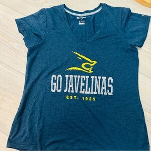 Texas A&M Kingsville University Javelinas T Shirt Women's Large Blue V Neck